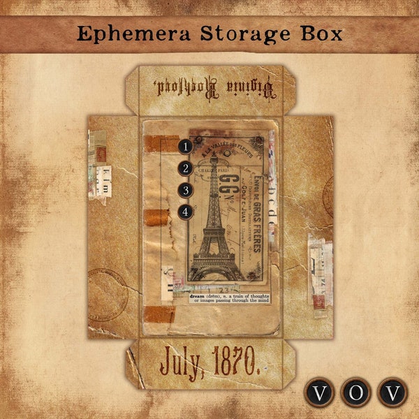 Ephemera Storage Box, Journal Box, Printable Storage Box
