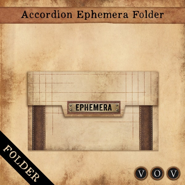 Accordion Ephemera Folder, Ephemera Storage, Printable Storage Folder for Junk Journals