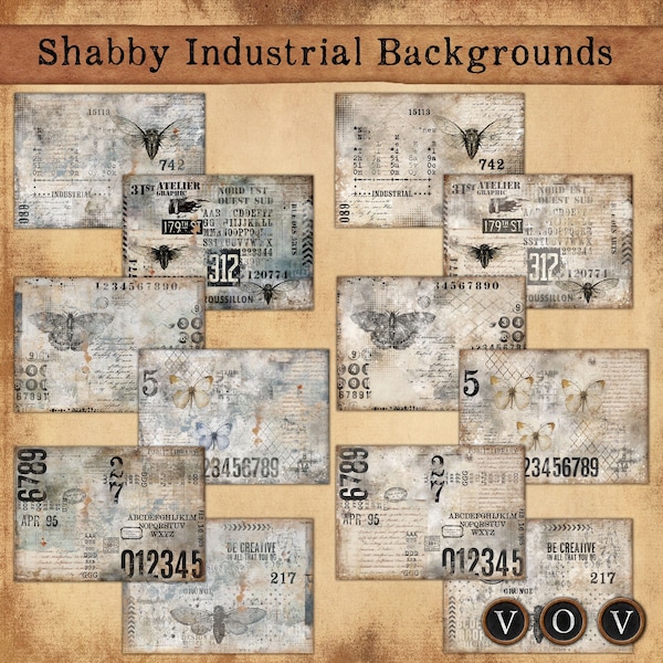 Shabby Industrial Background Pages, Printable Papers, Junk Journaling, Shabby Grunge Pages, Shabby Grunge Digital Download, Junk Journals