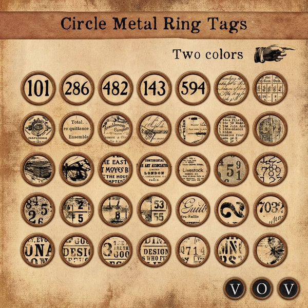 Circle Metal Ring Tags, Fussy Cut, Circle Embellishments for Junk Journals, Scrapbooking & Paper Crafting.