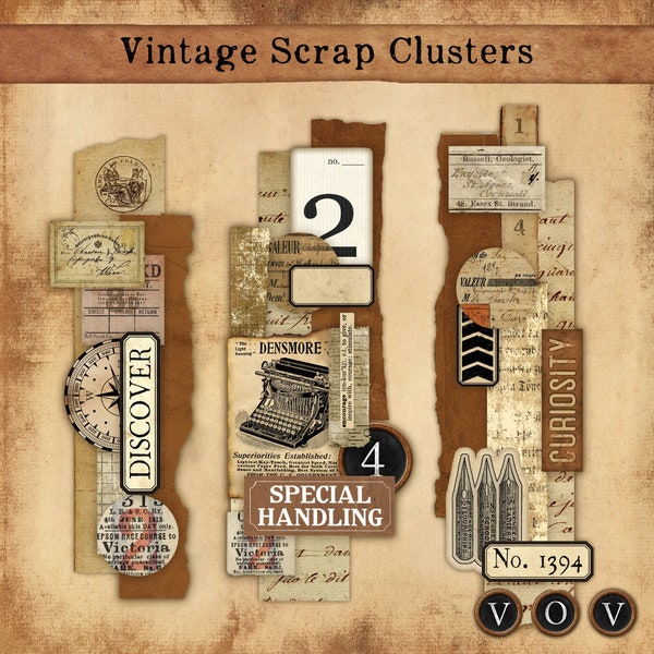 Vintage Scrap Clusters for Junk Journals and other Paper Craft Projects, Vintage Junk Journaling, Vintage Ephemera, Vintage Grunge