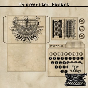 Bolso de máquina de escrever vintage imprimível para revistas inúteis