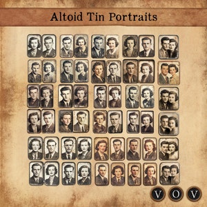 Altoid-tinnen portretten, afdrukbare foto's, portretten, antieke portretten