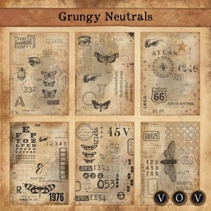 Grungy Neutrals Background pages, Printable Papers, Junk Journaling, Vintage Pages, Vintage Grunge Digital Downloads