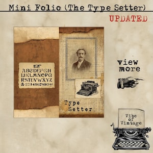 Mini Printable Vintage Folio, The Typesetter Folio, Mini Folder, Mini Folio for Junk Journals