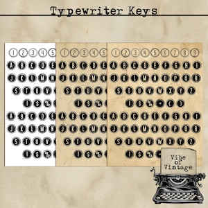 Typemachine Keys Kieskeurige Cuts voor junk journals, Scheur pagina's weg voor collages