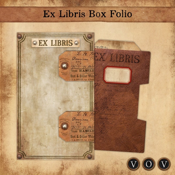 Ex Libris Box Folio, Junk Journal Folio, Vintage Grunge Folio, Aufbewahrungsordner, Ephemera Aufbewahrung