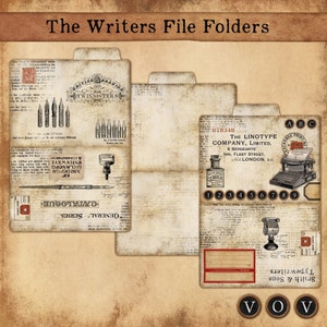 The Writers File Folders for your Junk Journals and other Craft Projects