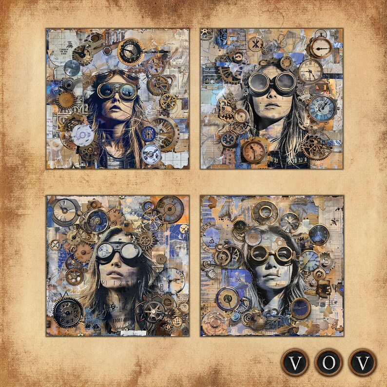 Geared Goddesses Journal Cards, Steampunk, Vintage Cards 2.69x2.65 ...
