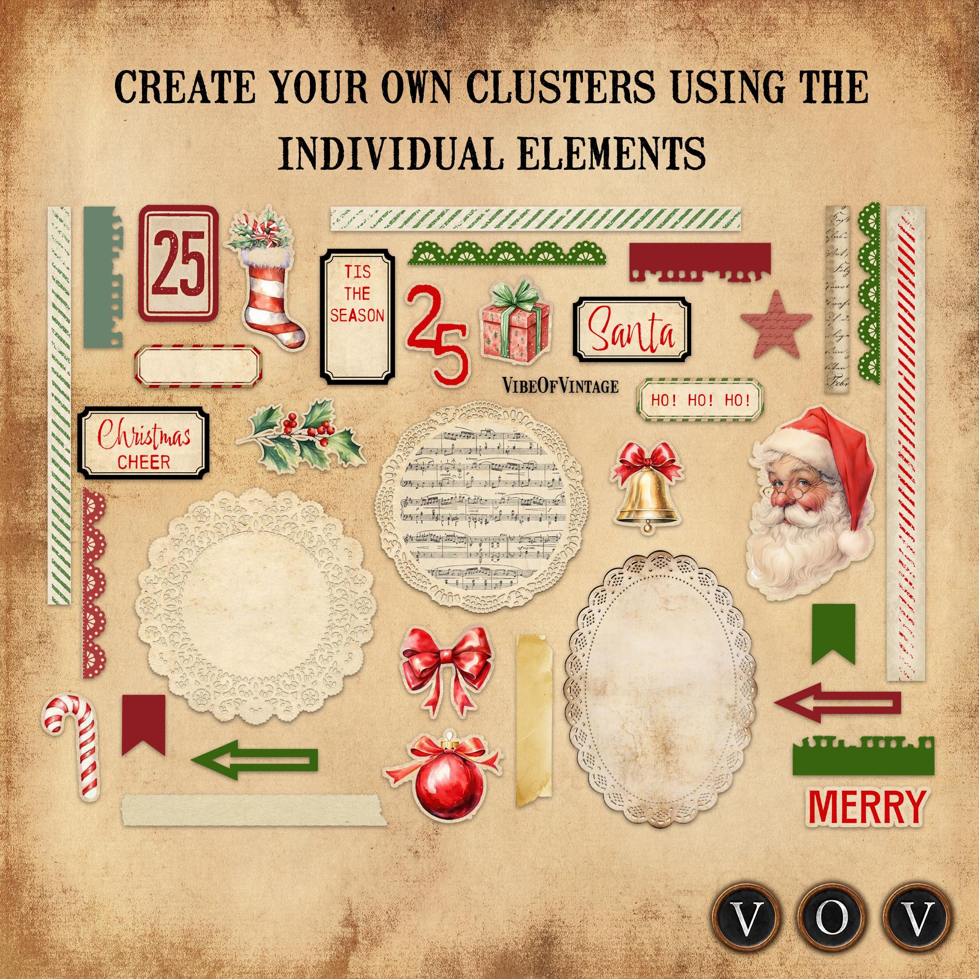 Christmas Clusters Printable Kit | Vintage Junk Journal Ephemera ...