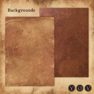 May include: Two textured backgrounds, one brown paper and one brown leather. The text "Backgrounds" is at the top of the image.