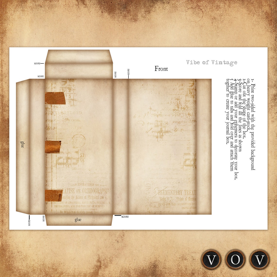 Vintage Box and Journal Cover, Mini Journal, Printable Boxes, Journal ...