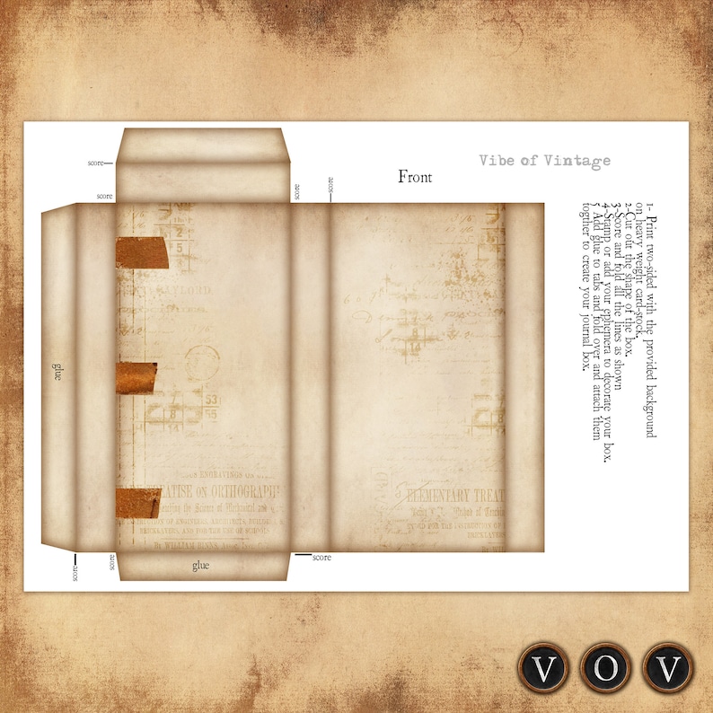 Vintage Journal Box Cover, Printable Mini Journal (Digital Download) image 5