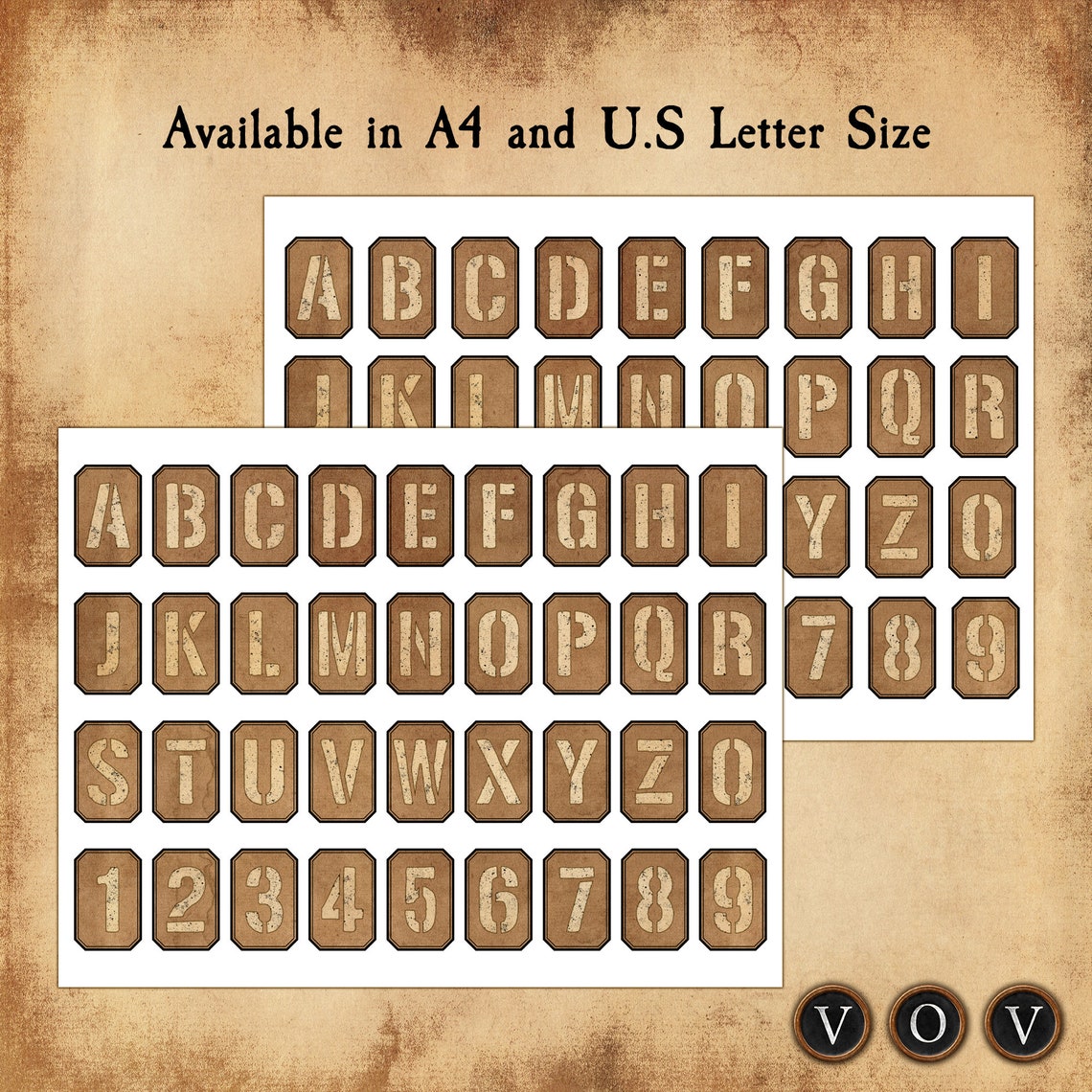 Alphabet Labels, Printable Labels, Junk Journaling, Vintage Grunge ...