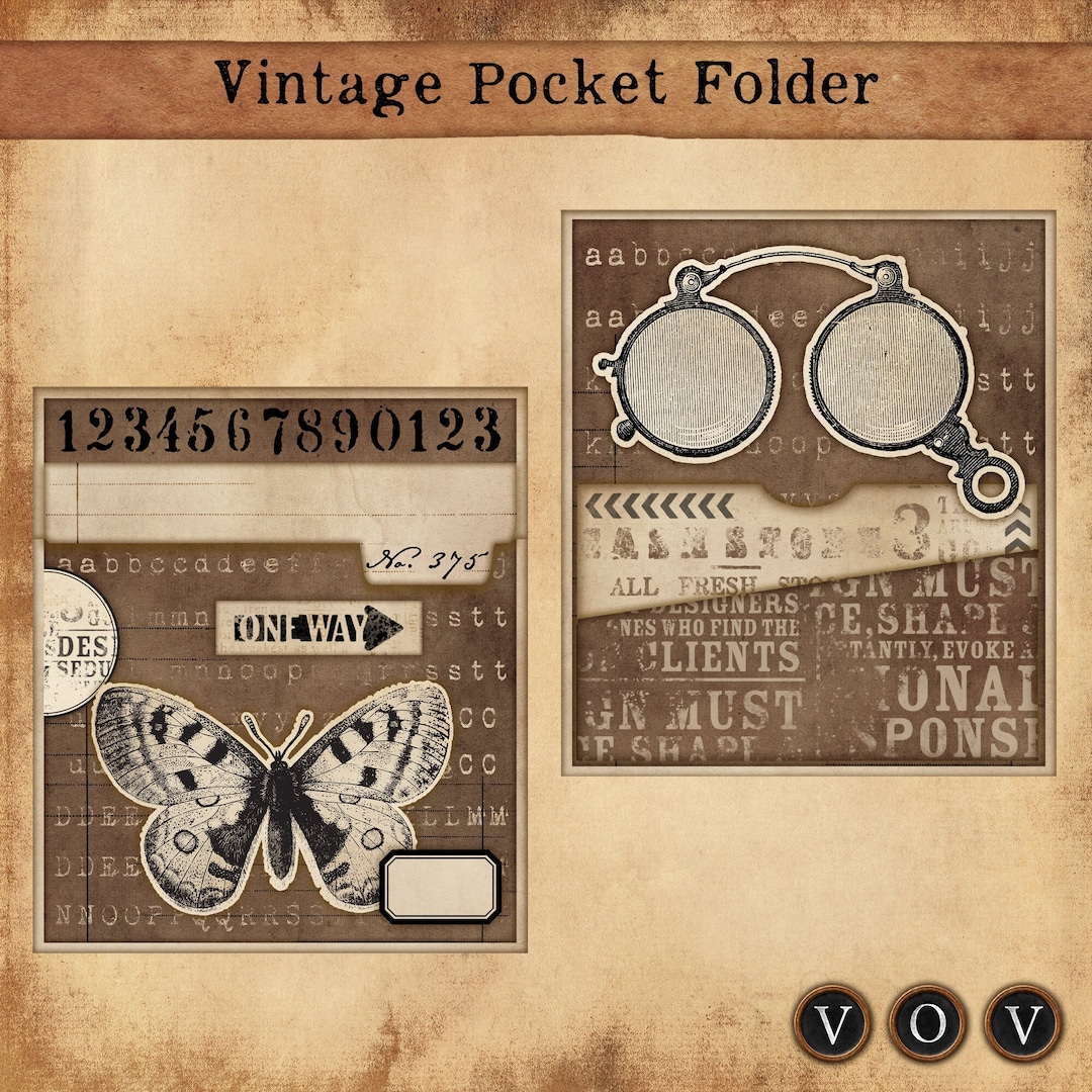 Vintage Pocket Folder, Ephemera Storage Folder, Mini Folder, Printable ...