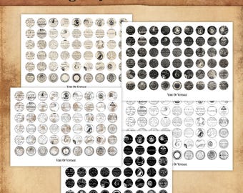 Grunge Ephemera Rounds: Journal Embellishments (Digital Download)