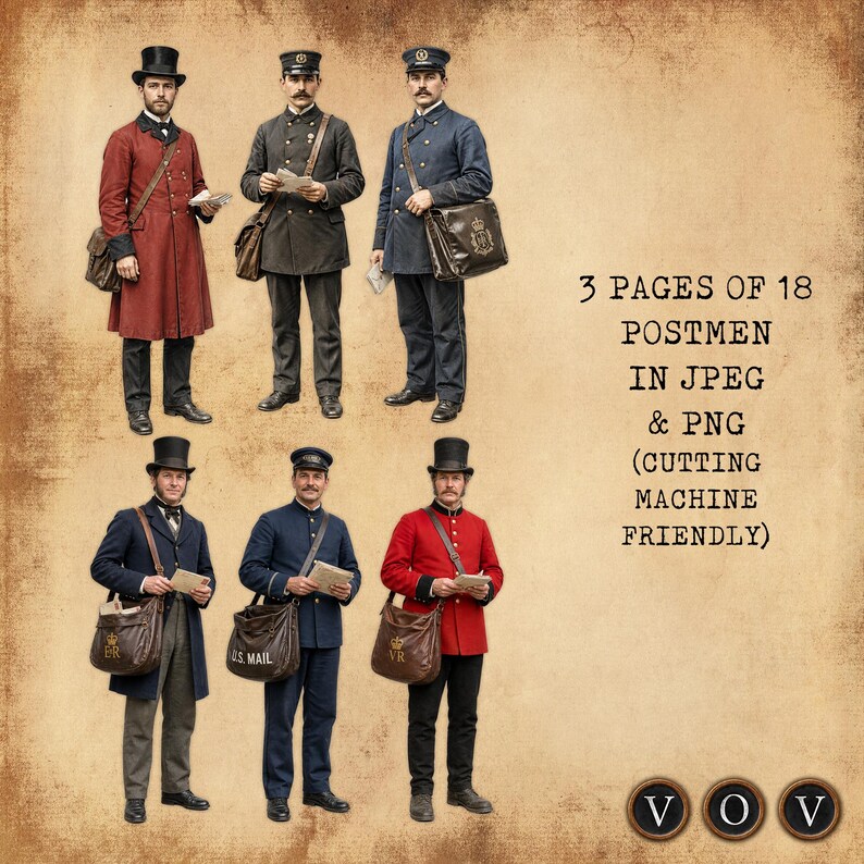 Multiple Postmen Paperfolk Portraits: Postmen - Printable Vintage Paper Dolls Ephemera ...