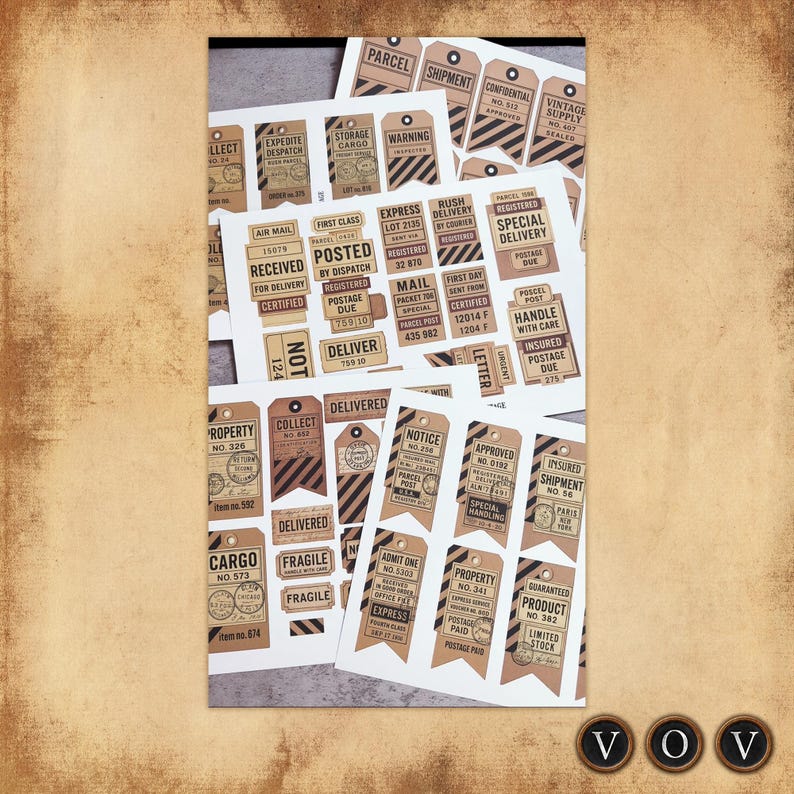Vintage Supply & Dispatch Tags: Junk Journal Ephemera (digital Download ...