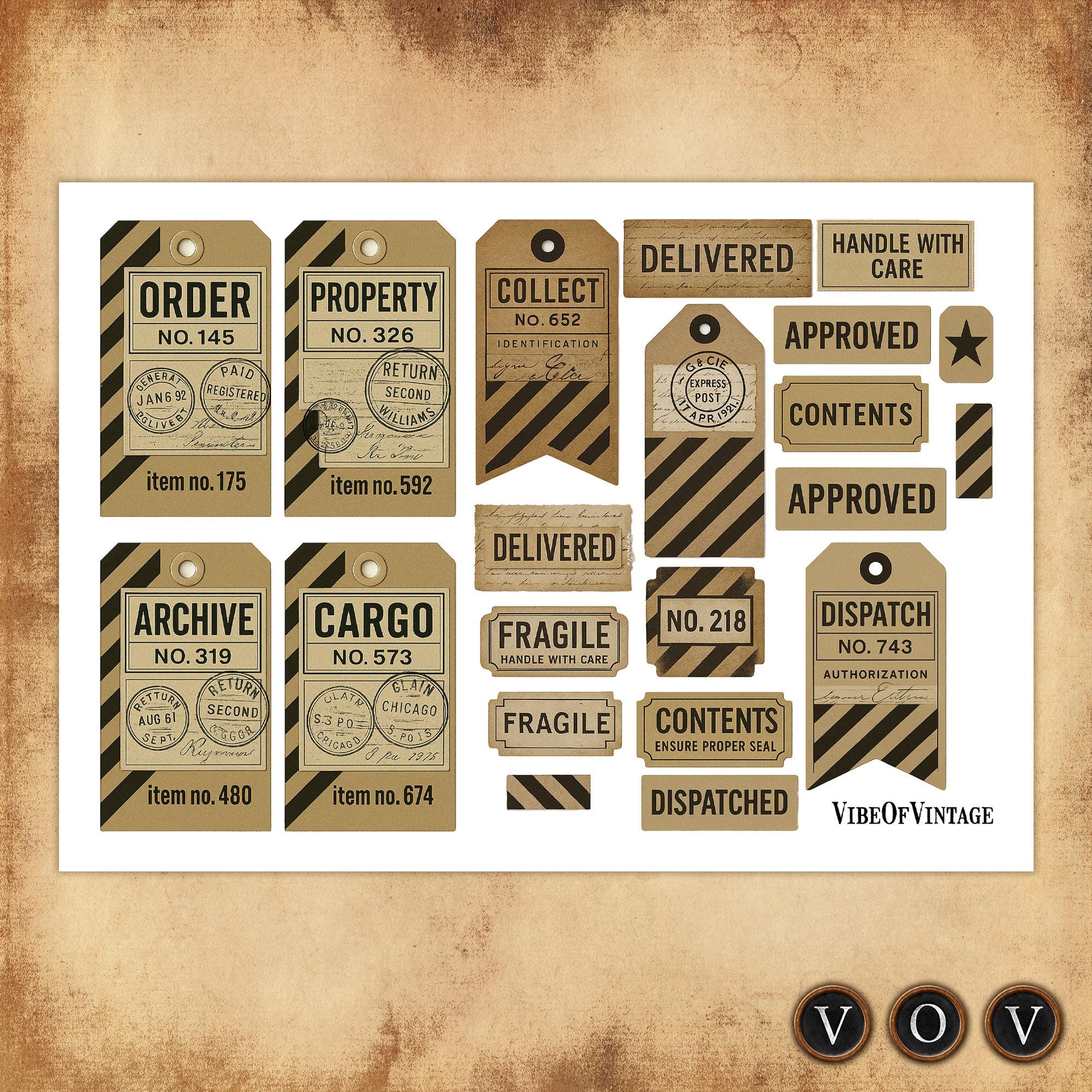 Vintage Supply & Dispatch Tags: Junk Journal Ephemera (digital Download ...