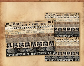 Washi Tape Set No. 7: Printable Vintage Industrial Strips Labels Junk Journal Ephemera