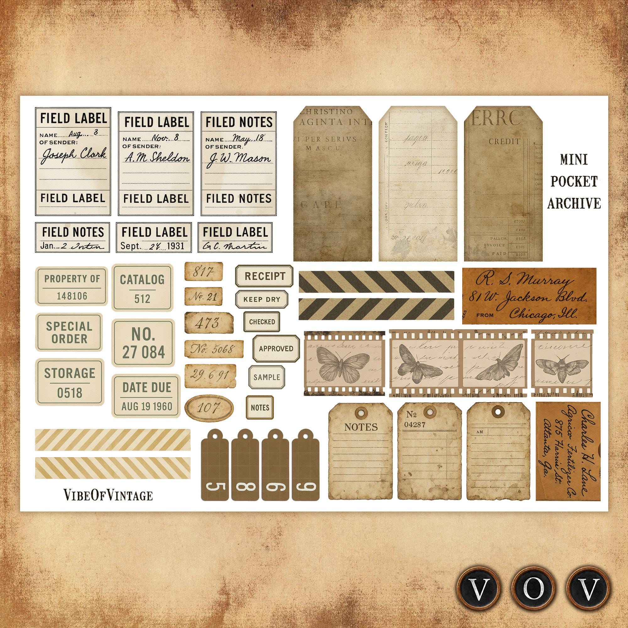 Vintage Ephemera Mini Pocket Archive: Junk Journal Printable Kit (PDF ...