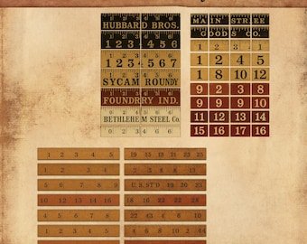 Vintage Ruler Strips: Junk Journal Printable Kit (JPEG, PDF, ZIP)