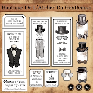 Herren Boutique. Ink Saver, Junk Journaling, Papierhandwerk, Ephemera, Illustrationen.