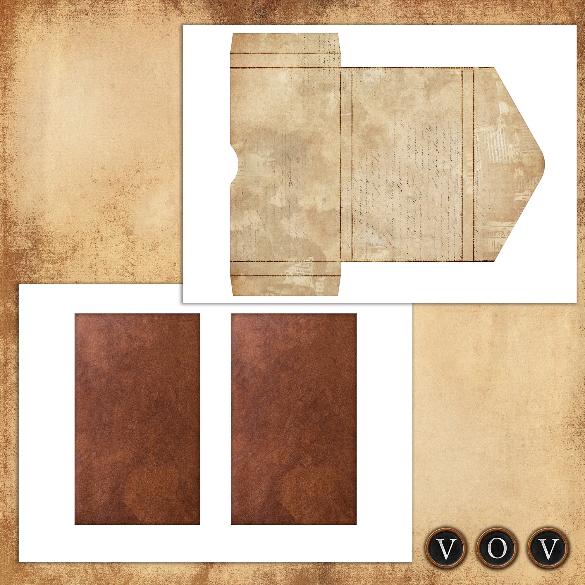 Ex Libris Box Folio, Junk Journal Folio, Vintage Grunge