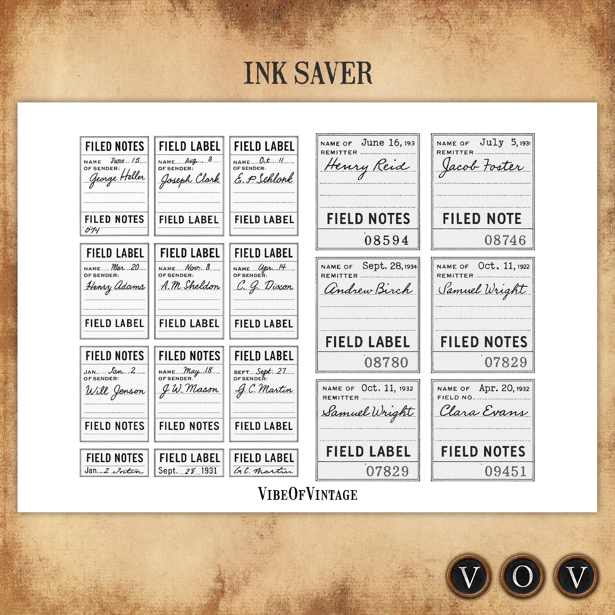 Note Copy Labels Vintage Field Notes Labels: Printable Ephemera Kit (digital Download ...