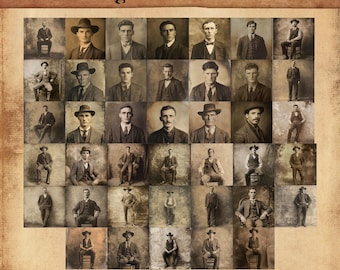 Fotos de retratos masculinos antiguos: Azulejos antiguos de las décadas de 1900 y 1930 (descarga digital)