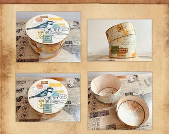 Archivo de aves: Kit imprimible de caja redonda / Etiquetas vintage para especímenes de aves / Caja de almacenamiento inspirada en la naturaleza / Cajas de almacenamiento imprimibles