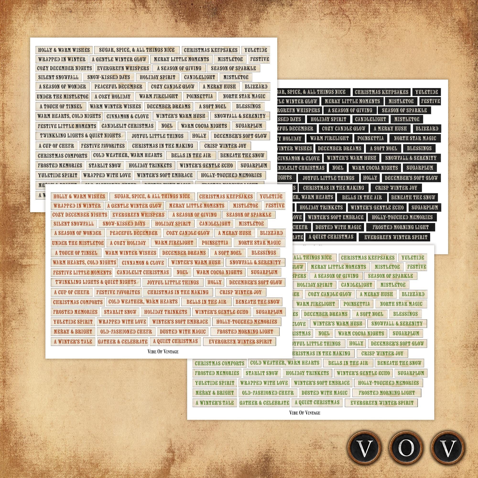 Soul Labels Soul Strips Christmas Collection • Vintage Holiday Word Labels ...