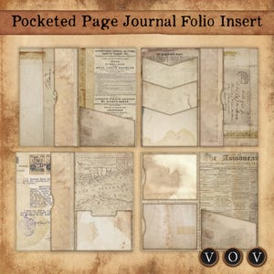 Pocketed Page Journal Folio Insert, Junk Journal Folio, Vintage Folio, Aufbewahrungsordner, Ephemera Aufbewahrung