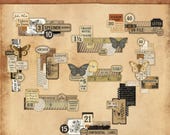 Vintage Ephemera Labels: Junk Journal Collage Set (Digital Download)
