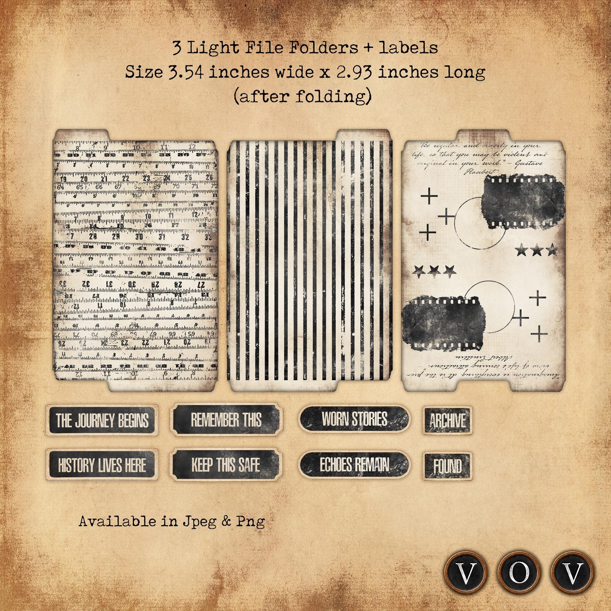 Neutral Grunge Mini File Folder Kit, Vintage Printable Folders With ...