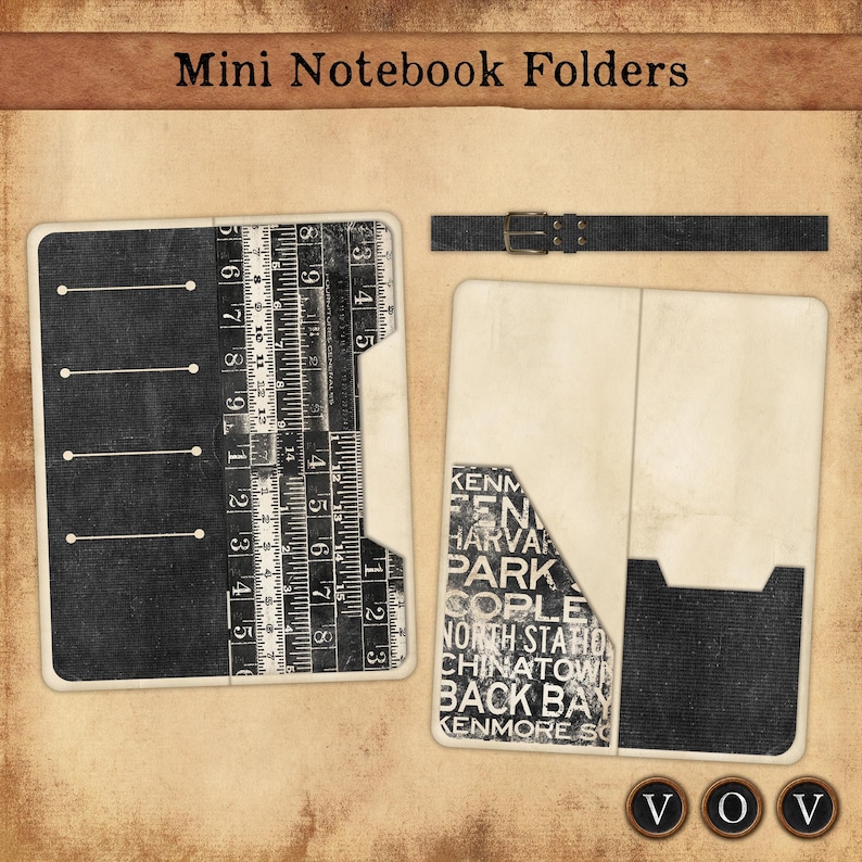 Mini Notebook Folders Kit—vintage Printable File Folders, Envelopes ...