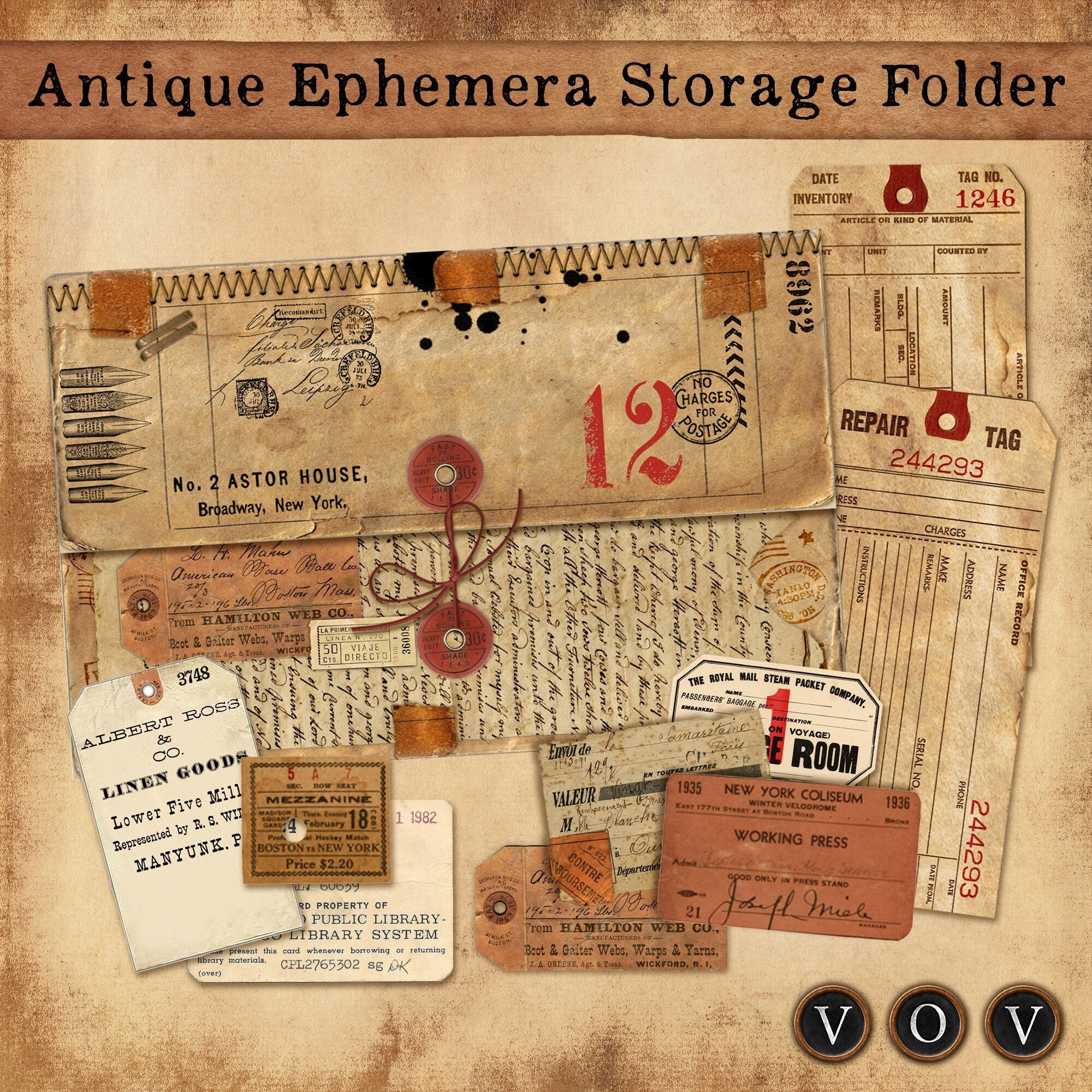 Antique Ephemera Storage Folder: Vintage Junk Journal (digital Product ...
