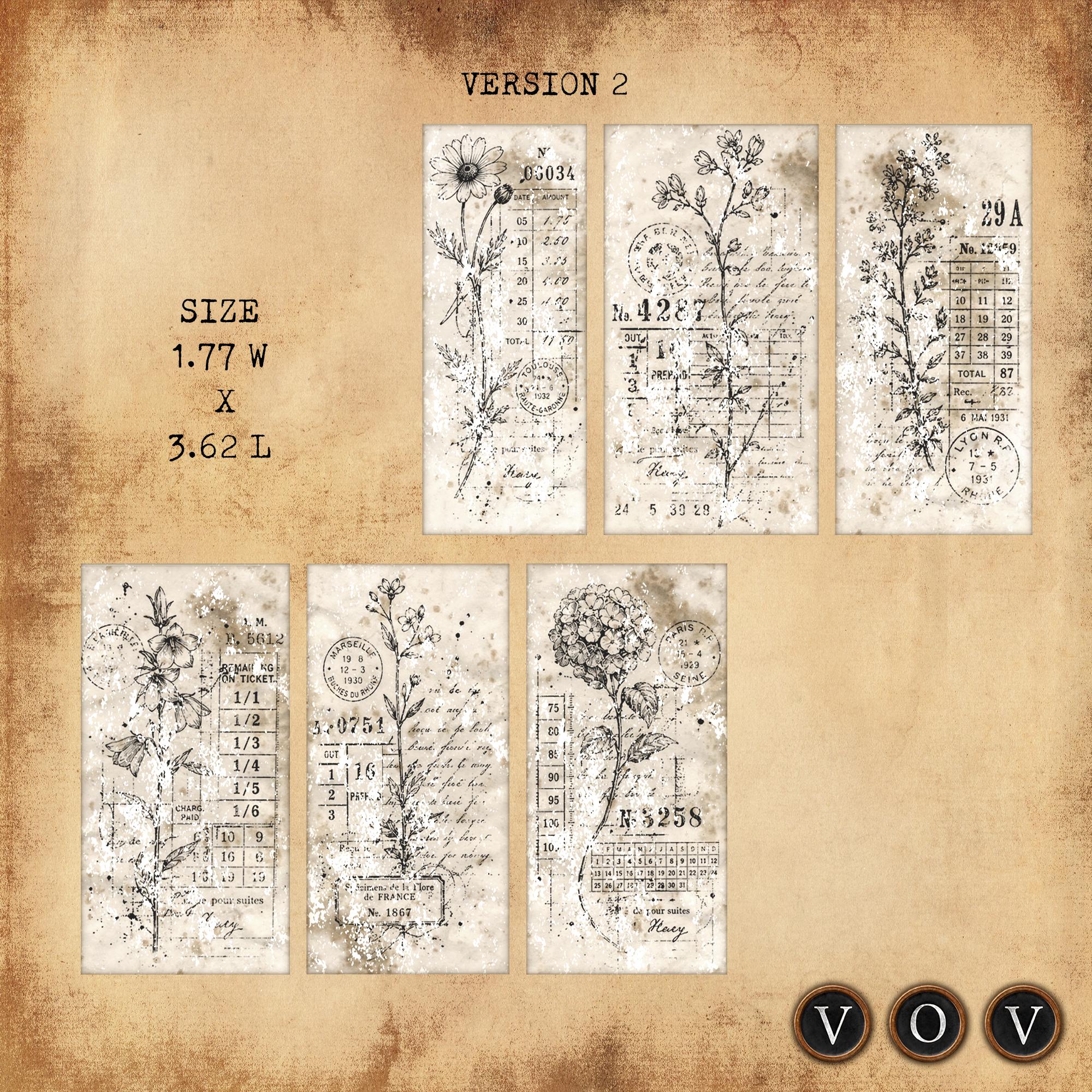 Stamped Cards No. 1 Vintage Botanical Printable Cards Junk Journal ...