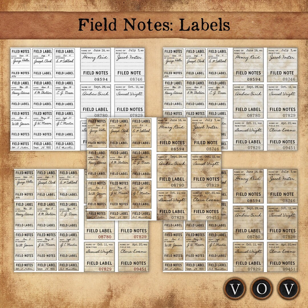 Make Notes Label Vintage Field Notes Labels: Printable Ephemera Kit (digital Download ...