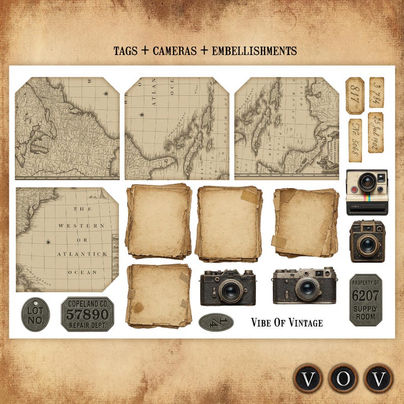 Vintage Frame Kit: Printable Junk Journal Ephemera (PDF & JPEG A4 Size ...