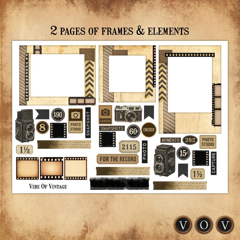 Vintage Ephemera Frames: Junk Journal Printable Kit (A4, PDF Download ...