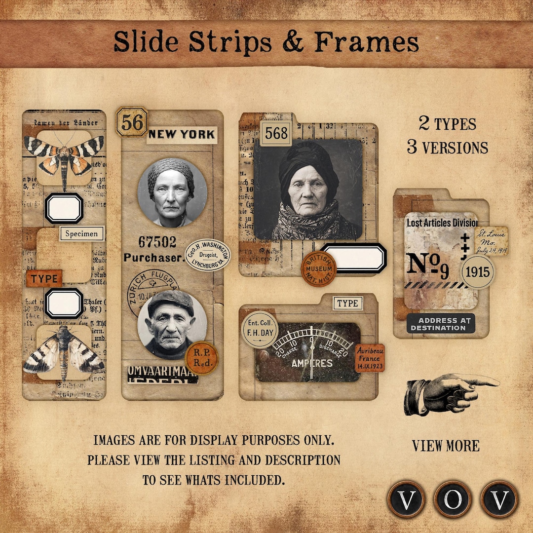 Slide Strips & Frames Kit • 3 Variations (template, Blank, Stamped ...