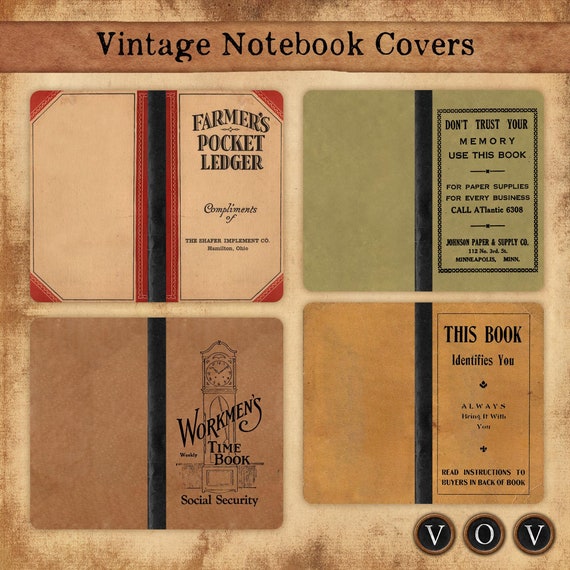 Vintage NoteBook Covers, Printable NoteBook Covers, Pocket Book Covers, Notebook for Junk Journals
