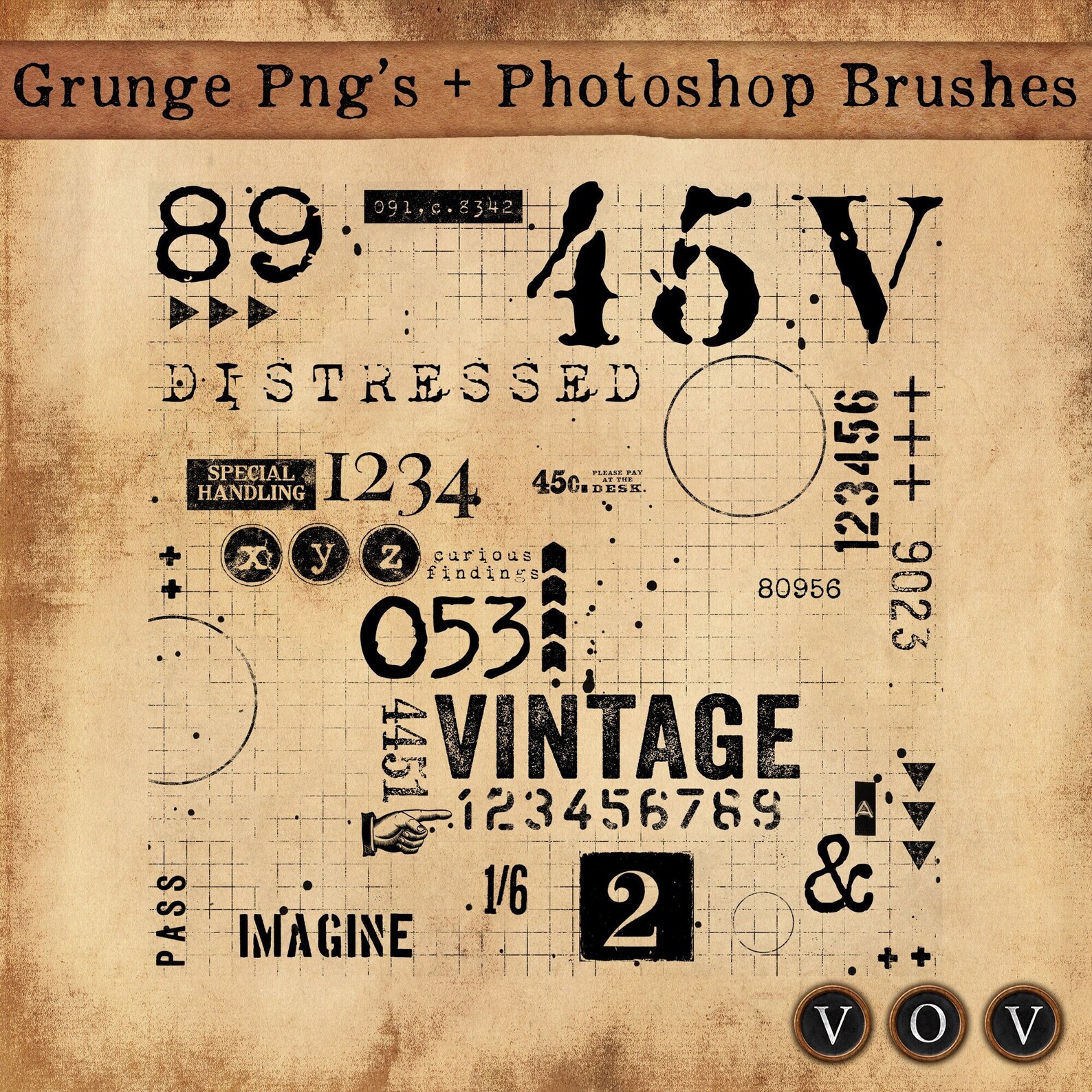 Grunge 1 Png + Photoshop Brushes, Design Resource, Junk Journal Pages ...