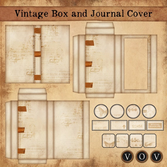 Vintage Journal Box Cover, Printable Mini Journal (Digital Download)