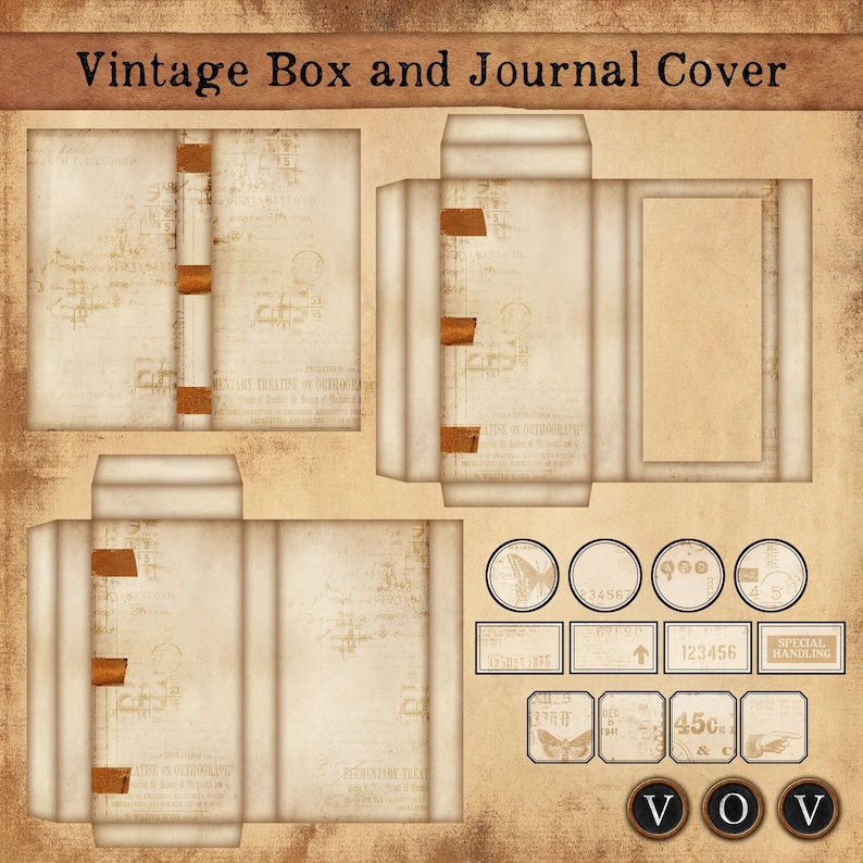 Vintage Journal Box Cover, Printable Mini Journal (Digital Download) image 1