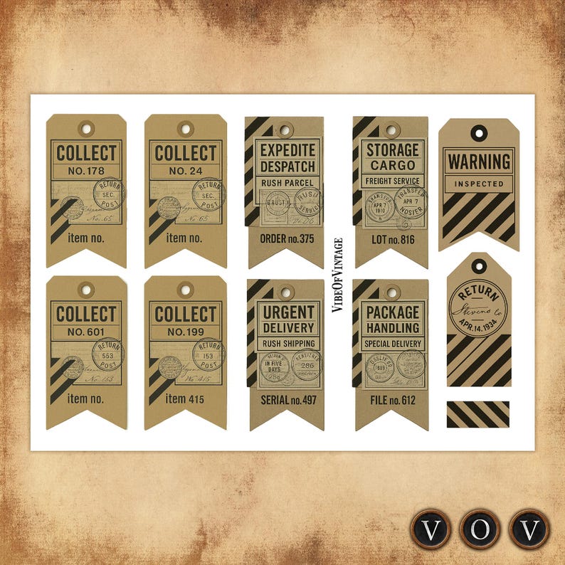 Vintage Supply & Dispatch Tags: Junk Journal Ephemera (digital Download ...