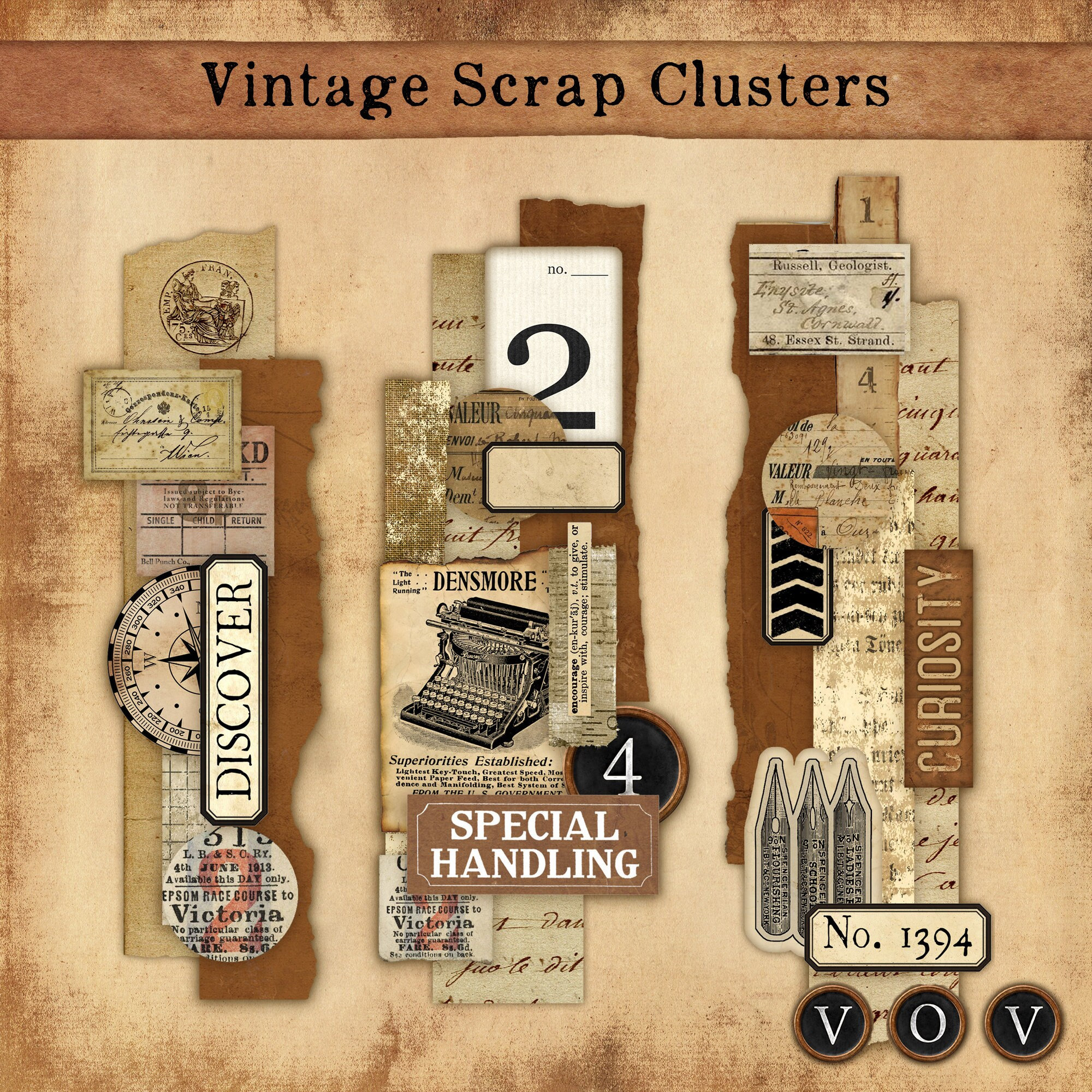 Vintage Junk Journal Embellishments Paper Clusters for Junk Crafting or  Journals Pack of 9 