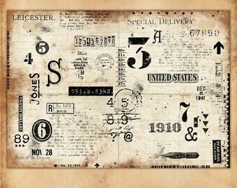 Vintage Grunge Background Pages, Printable Stamped Papers