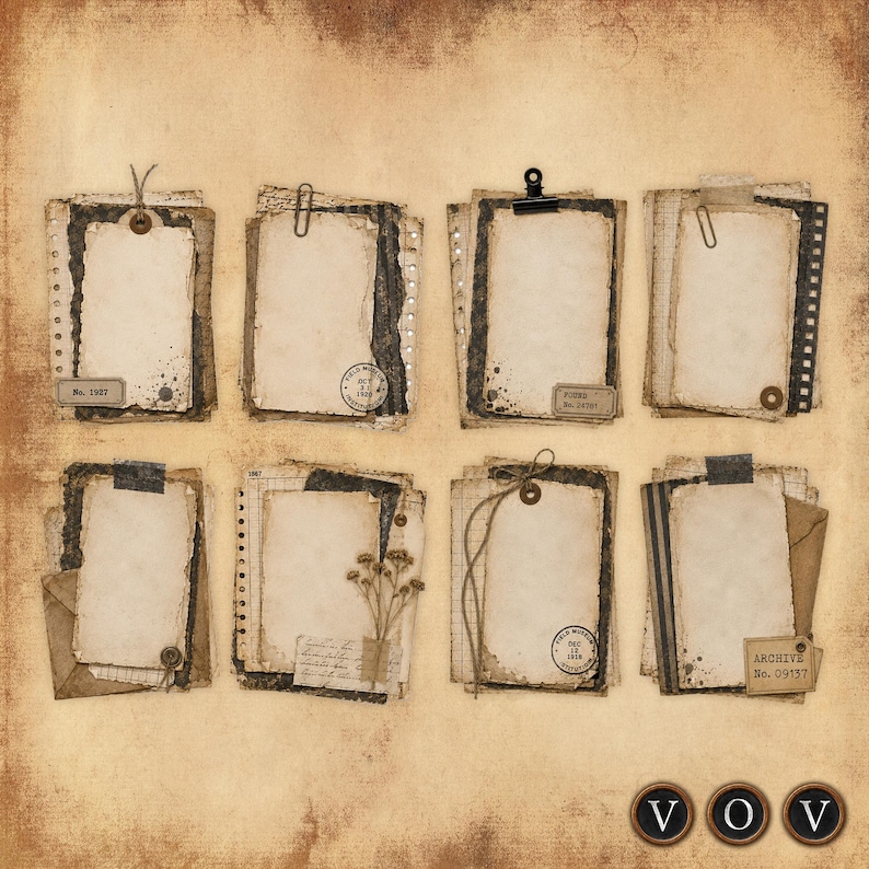 Stacked Paper Clusters PNG Junk Journal Ephemera Layered Printable ...